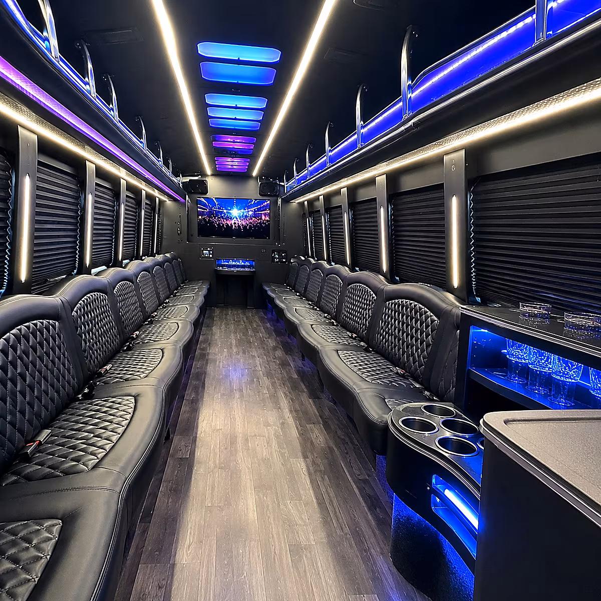 downey party bus rental interior